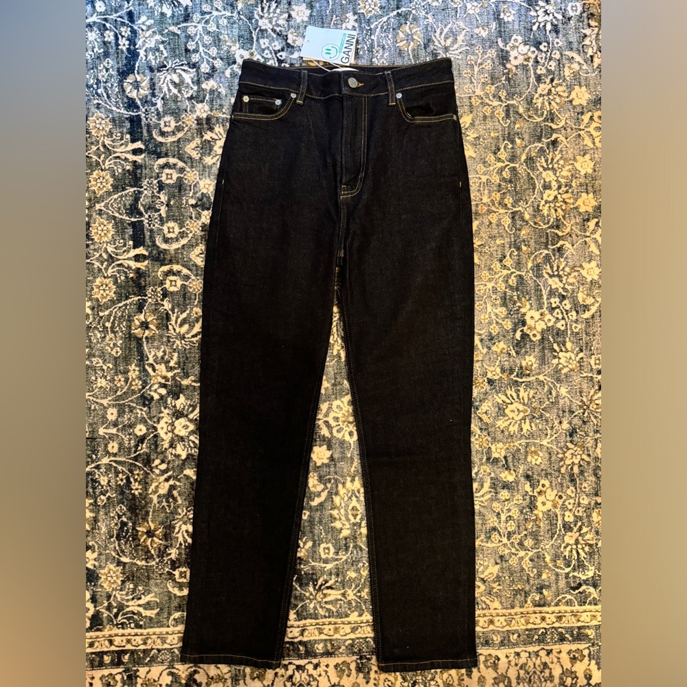 NWT GANNI Dark Denim Cutye Cropped Jeans size 27/32